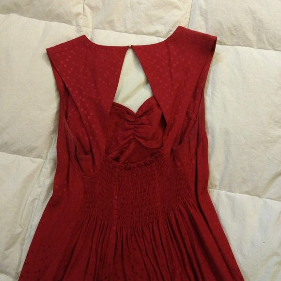 Raspberry Red Polka Dot Jacquard Dress - Picture 4 of 6